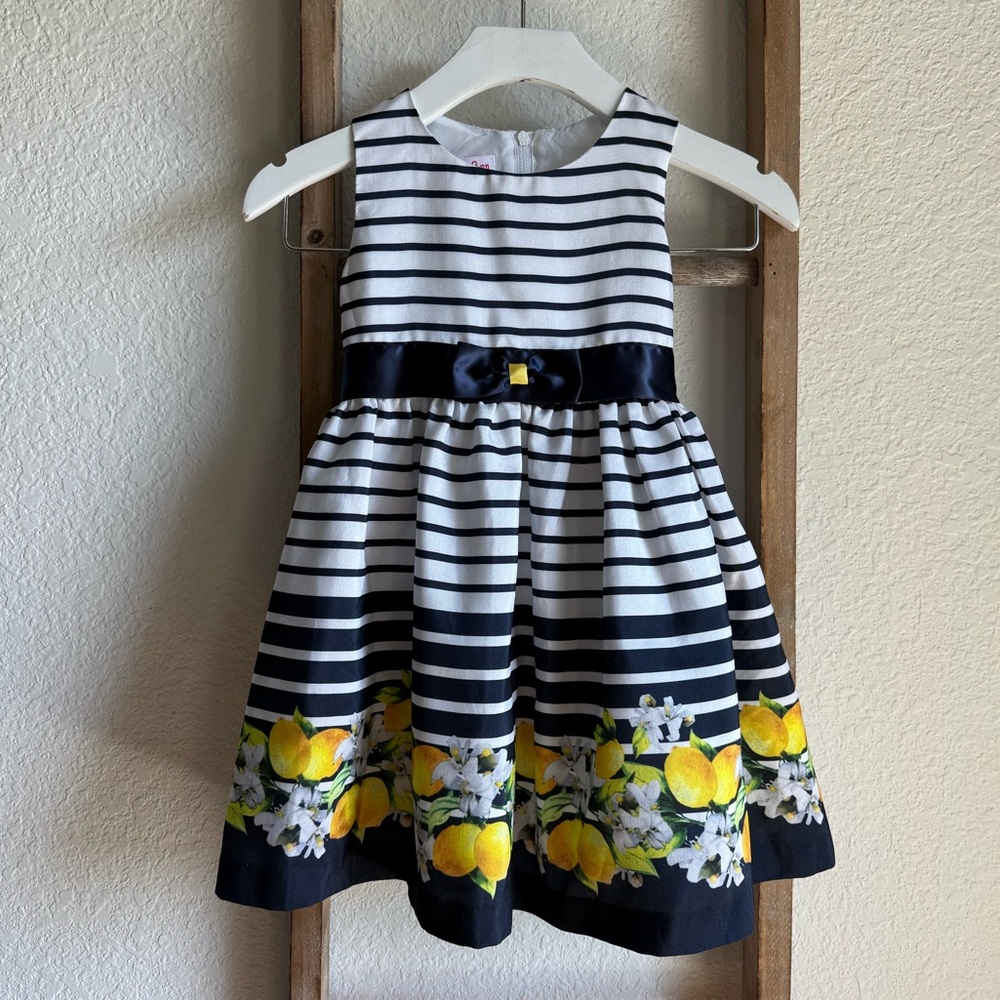 Jessica Ann striped lemon dress sz: 3T